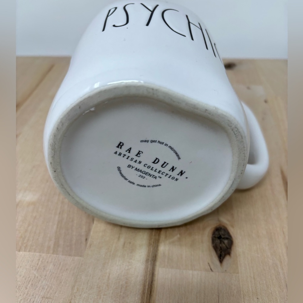 Rae Dunn PSYCHIC Mug White with Black Interior and Black Lettering New - Picture 4 of 4